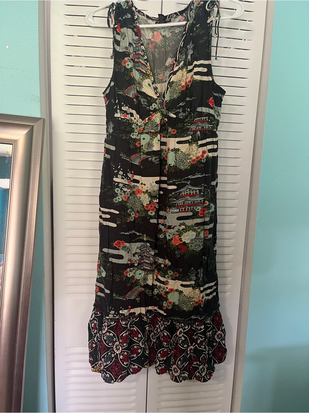 Lucky Brand Black Floral & Scenic Maxi Dress